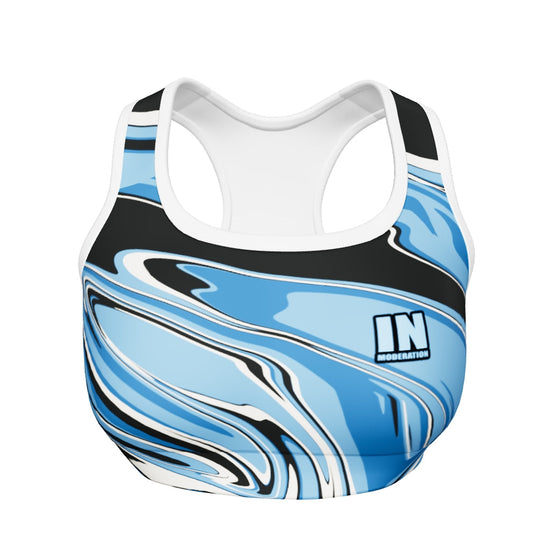 Blue Swirl Padded Sports Bra