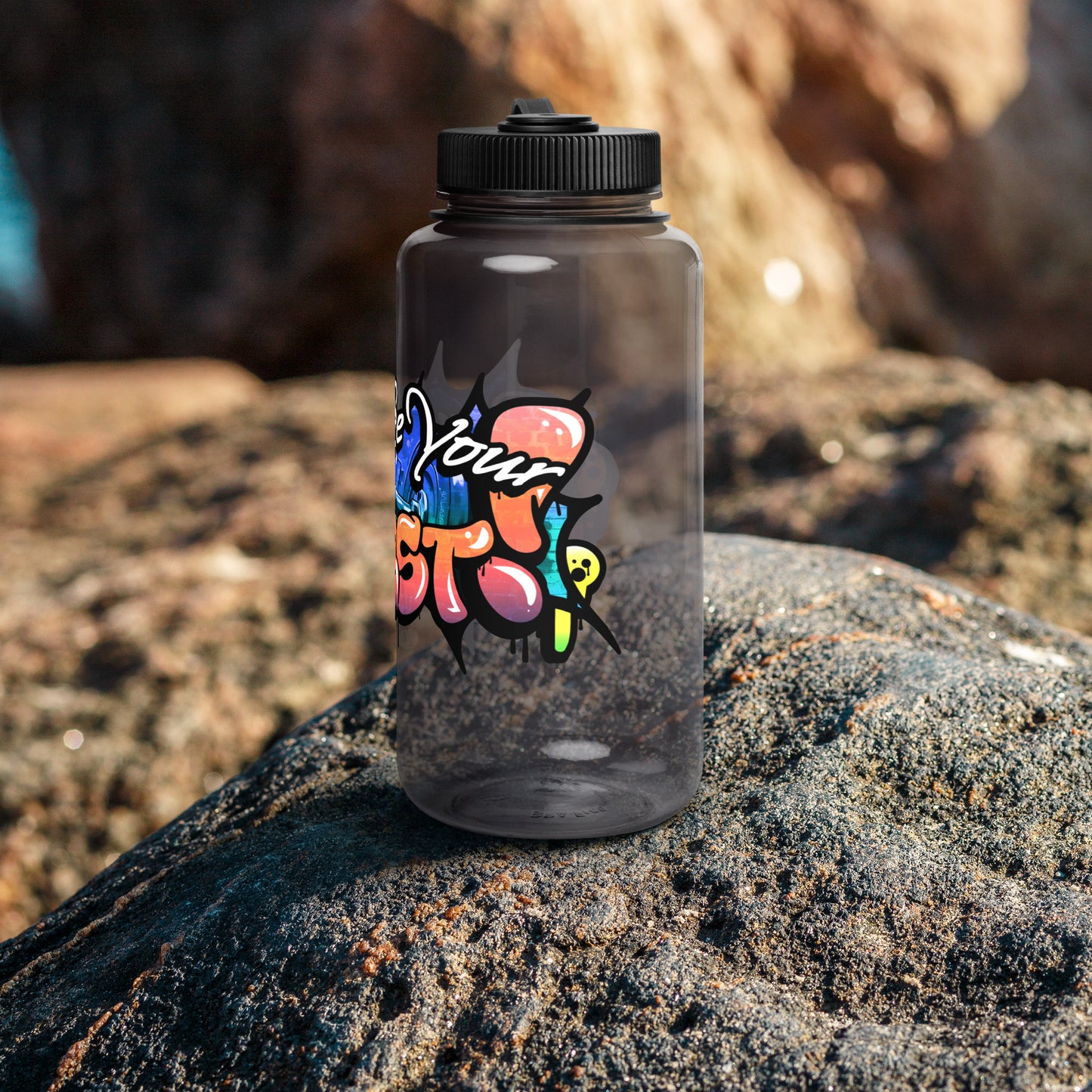 Don't Be Your Worst Graffiti Wide mouth plastic water bottle