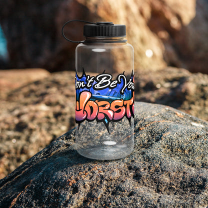 Don't Be Your Worst Graffiti Wide mouth plastic water bottle
