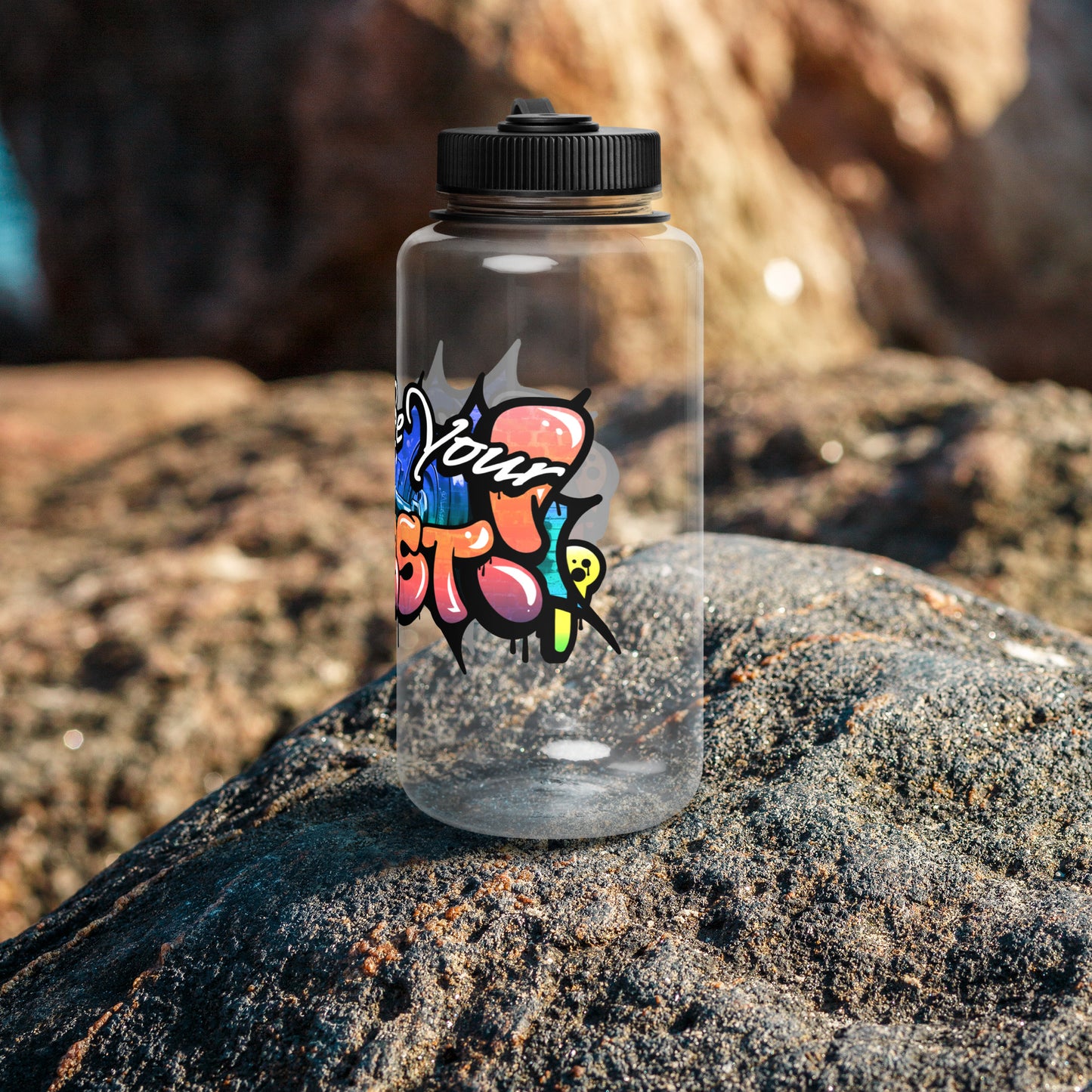 Don't Be Your Worst Graffiti Wide mouth plastic water bottle